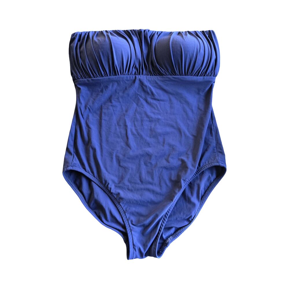 Badgley Mischka Blue Strapless One-Piece Swimsuit Size: 8